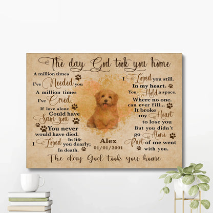 Pet Memorial Canvas – Custom Dog Loss Wall Art with Poem & Photo