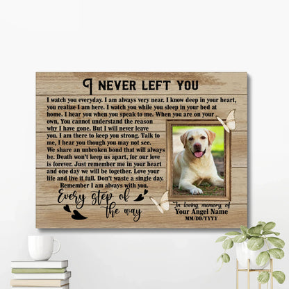 Gift for Dog Loss – I Never Left You Pet Memorial Canvas with Photo