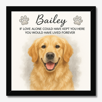 Custom Watercolor Pet Portrait – Memorial Wall Art with Quote