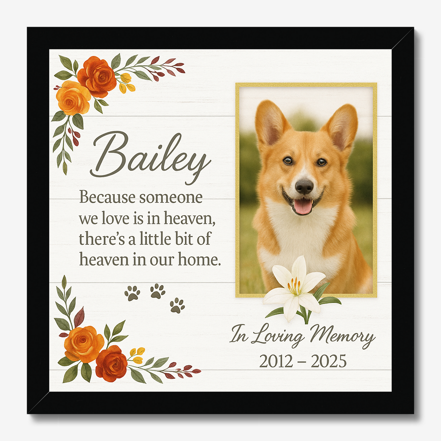 Pet Memorial Wall Art – Custom Photo & Name, In Loving Memory Gift