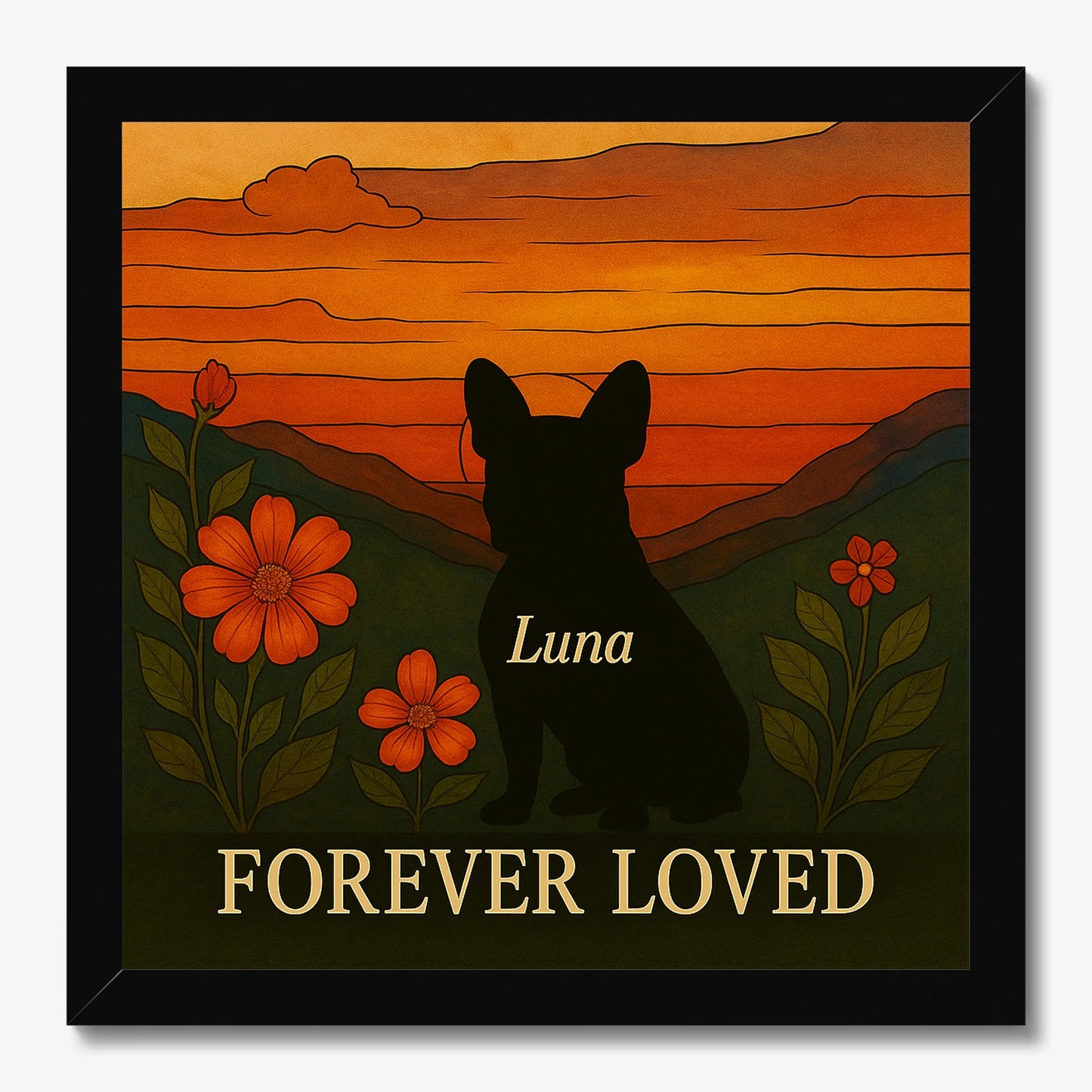 Personalized Dog Memorial Sunset Art