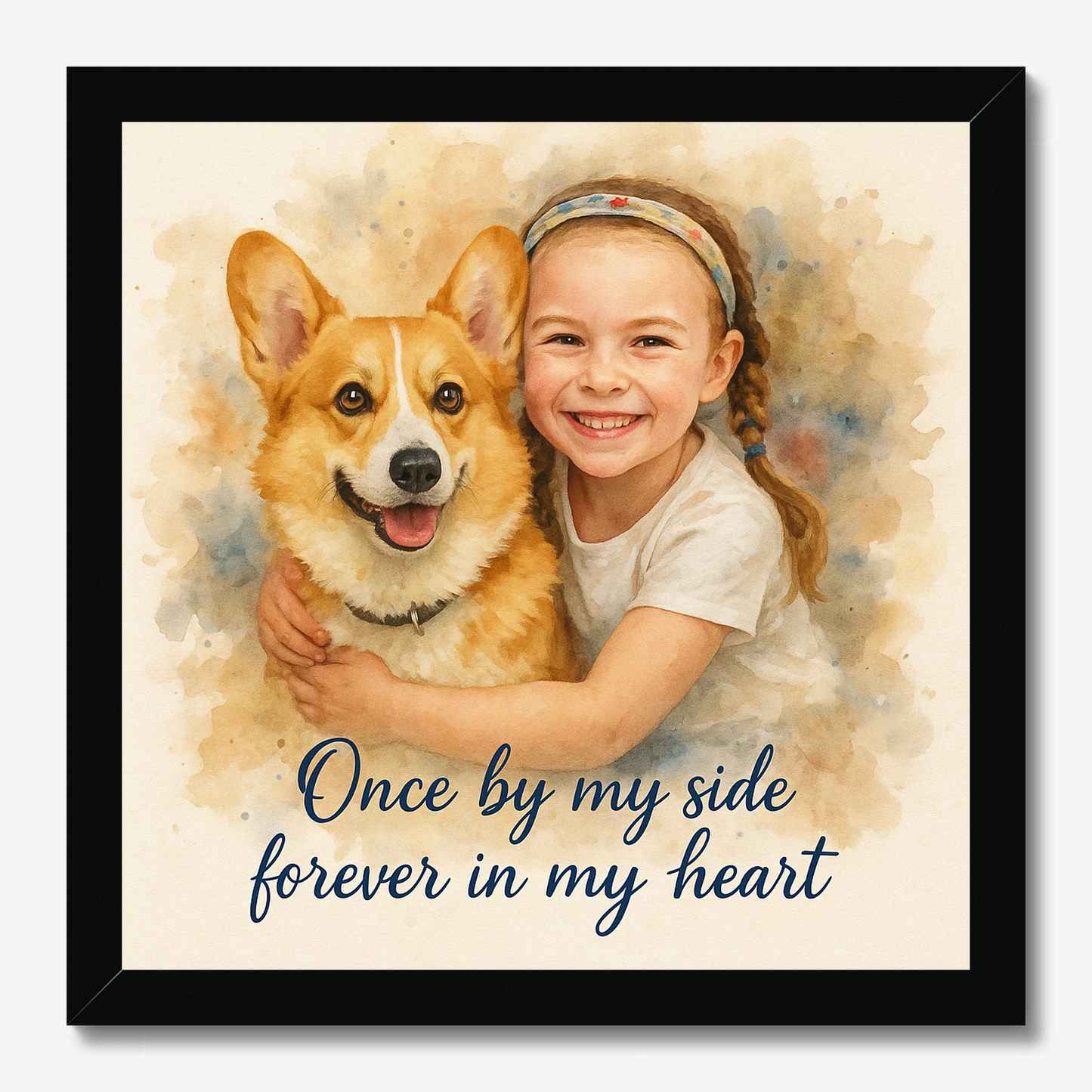 Custom Watercolor Pet Memorial Portrait – Forever Loved Canvas & Poster