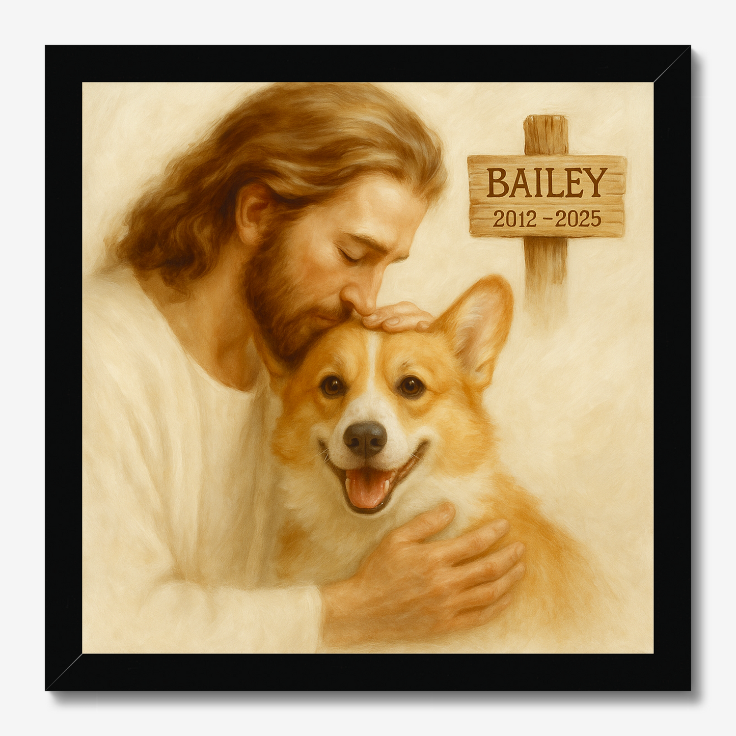 Jesus Hugging Dog Memorial – Personalized Pet Loss Canvas Gift