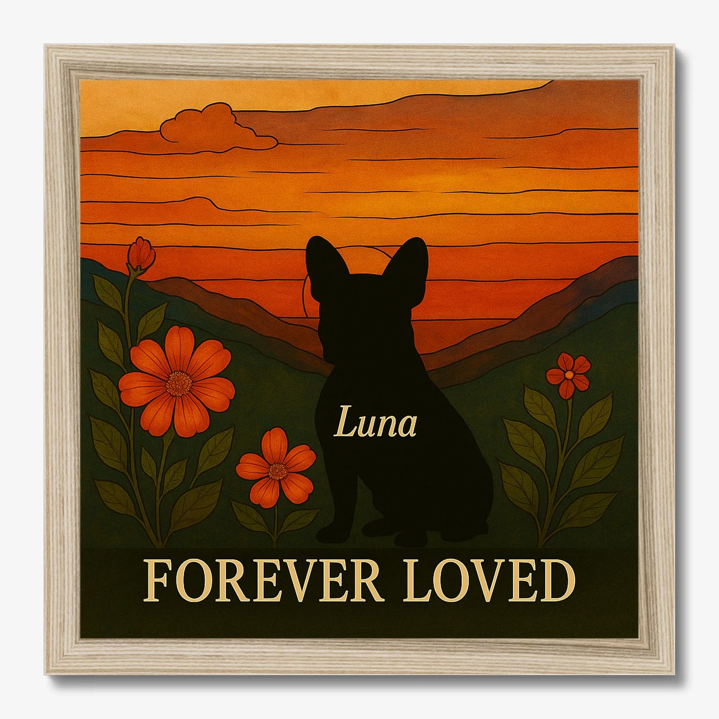 Personalized Dog Memorial Sunset Art