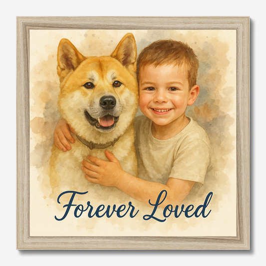 Custom Watercolor Pet Memorial Portrait – Forever Loved Canvas & Poster