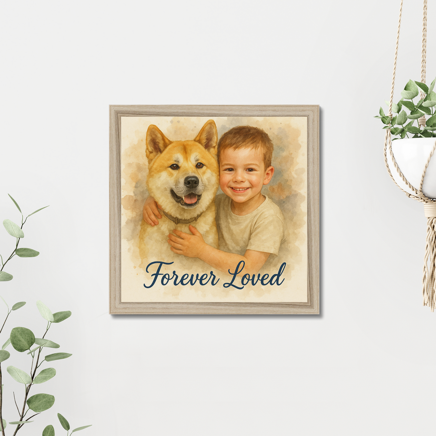 Custom Watercolor Pet Memorial Portrait – Forever Loved Canvas & Poster