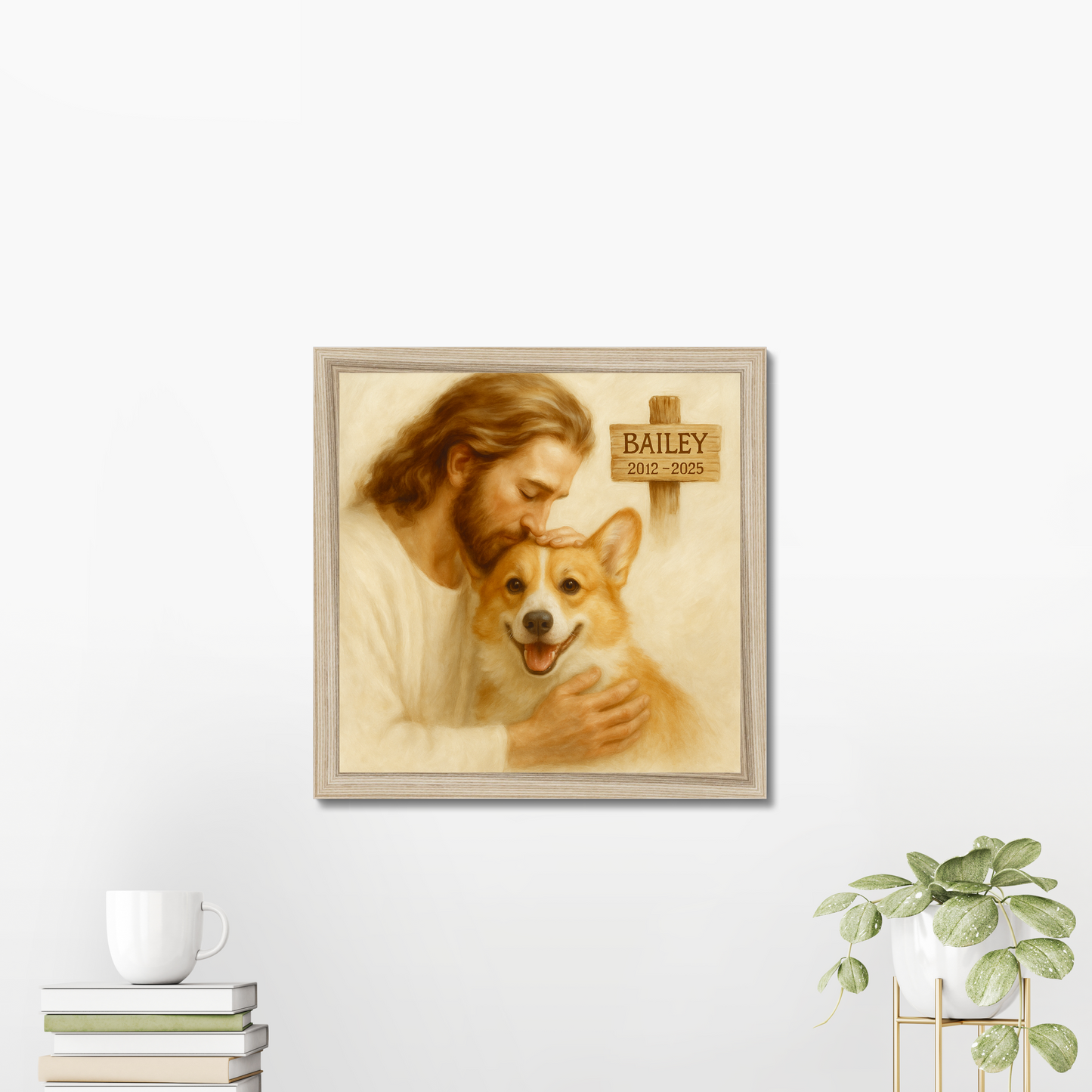 Jesus Hugging Dog Memorial – Personalized Pet Loss Canvas Gift
