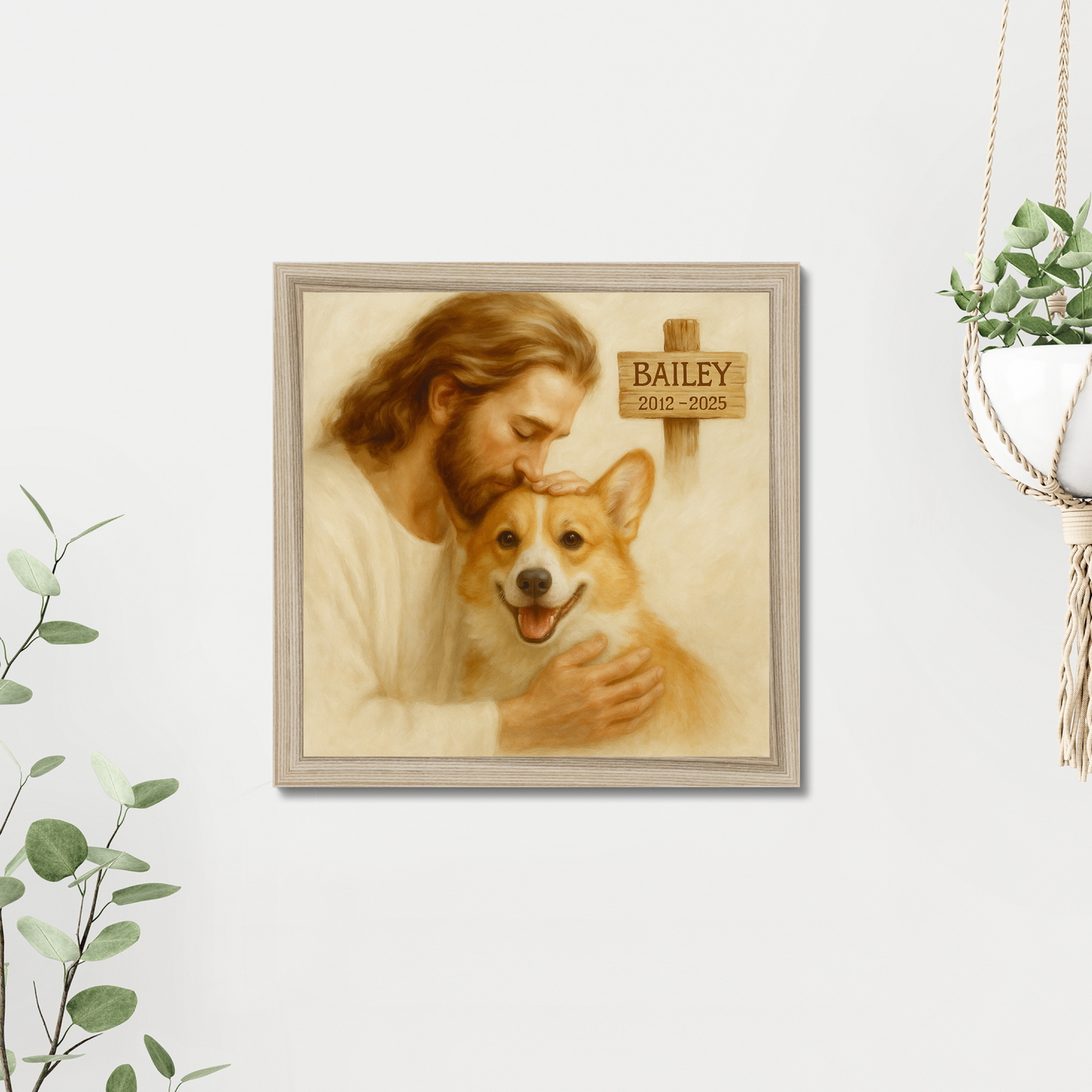 Jesus Hugging Dog Memorial – Personalized Pet Loss Canvas Gift