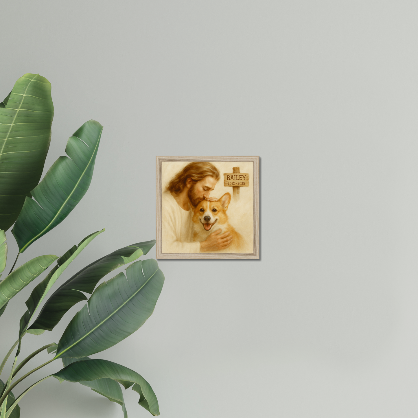 Jesus Hugging Dog Memorial – Personalized Pet Loss Canvas Gift