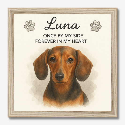 Custom Watercolor Pet Portrait – Memorial Wall Art with Quote
