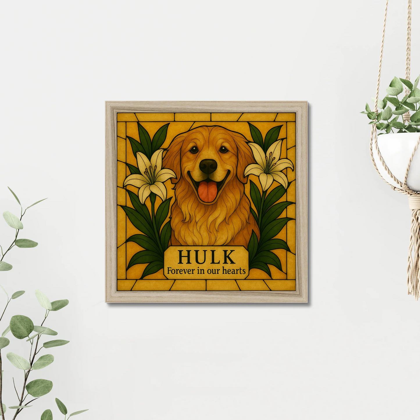 Personalized Dog Memorial Gift – “Forever in Our Hearts” Wall Art