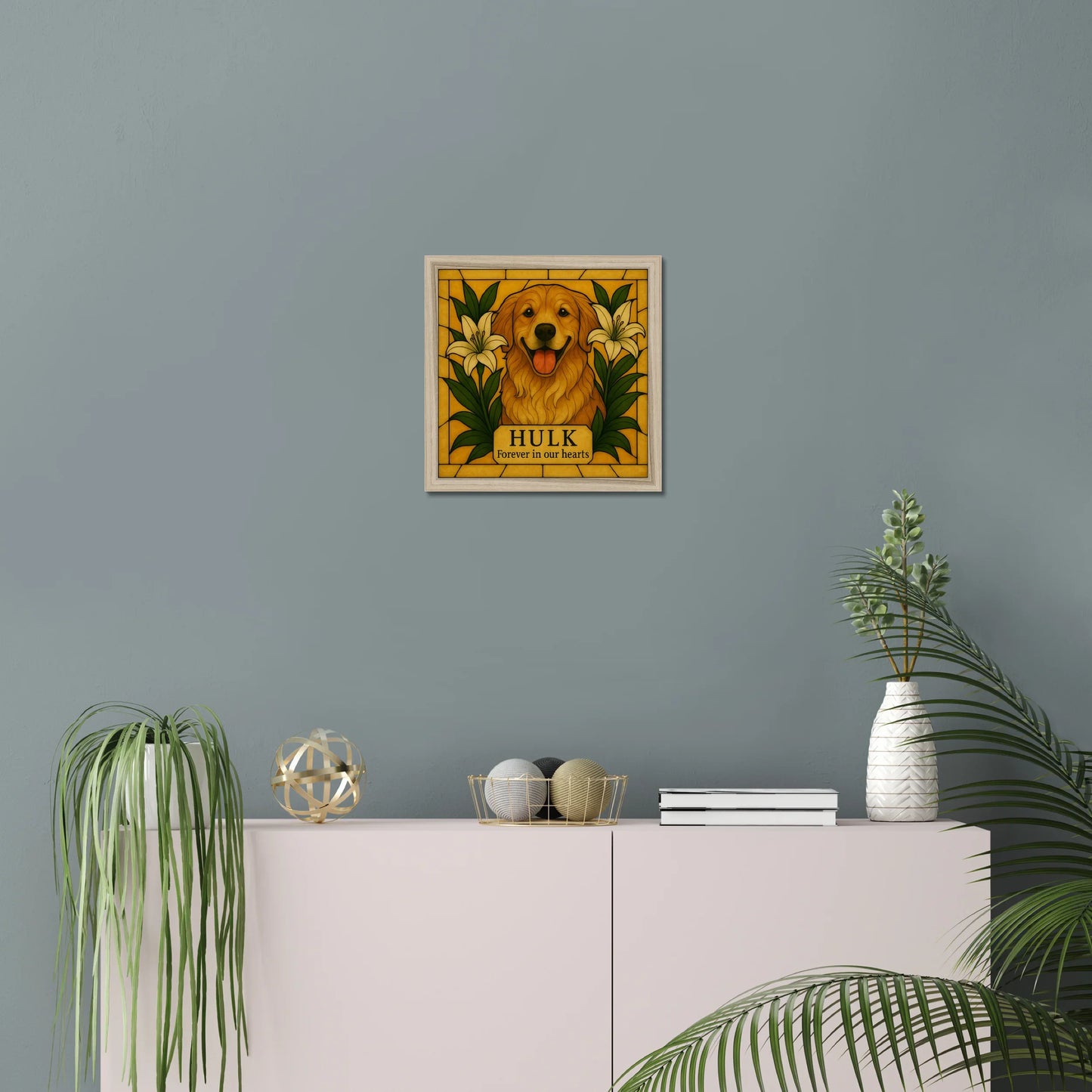 Personalized Dog Memorial Gift – “Forever in Our Hearts” Wall Art