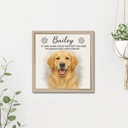 Custom Watercolor Pet Portrait – Memorial Wall Art with Quote