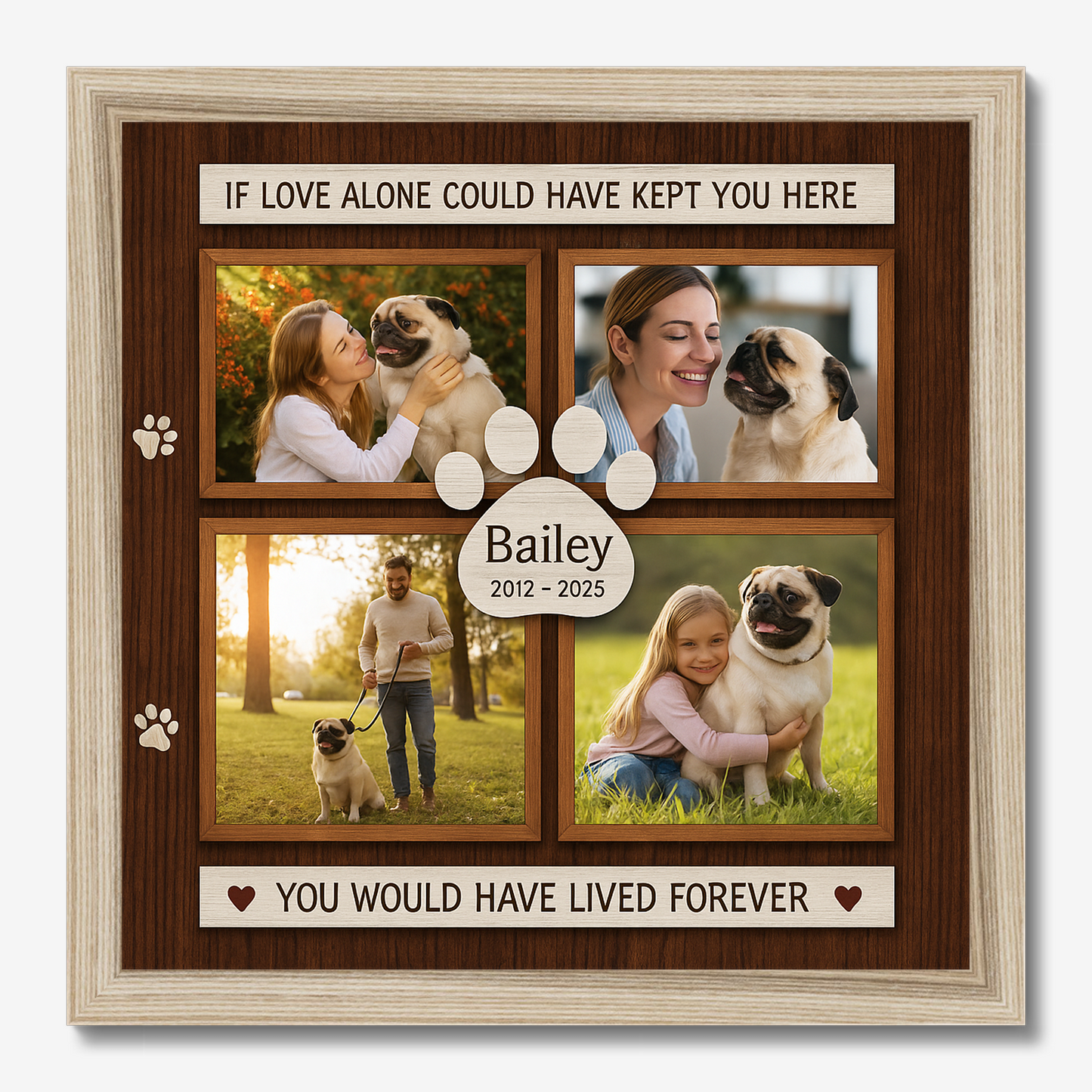 Personalized Dog Memorial Photo Collage – If Love Alone Quote