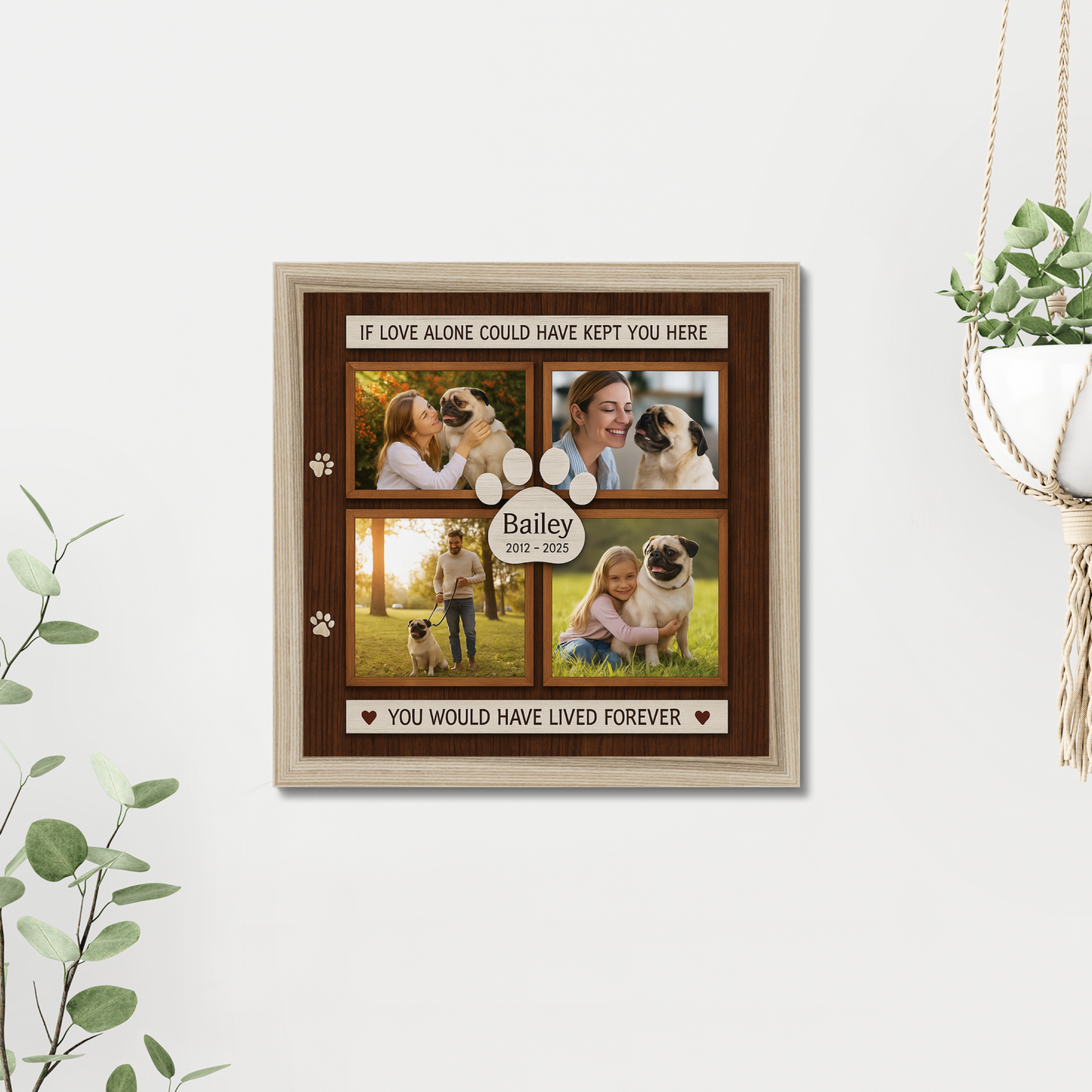 Personalized Dog Memorial Photo Collage – If Love Alone Quote