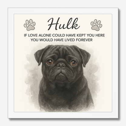 Custom Watercolor Pet Portrait – Memorial Wall Art with Quote
