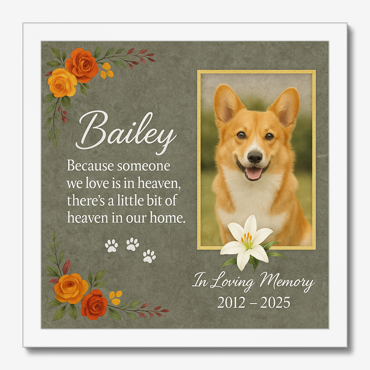 Pet Memorial Wall Art – Custom Photo & Name, In Loving Memory Gift
