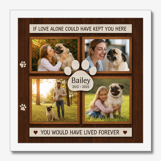 Personalized Dog Memorial Photo Collage – If Love Alone Quote