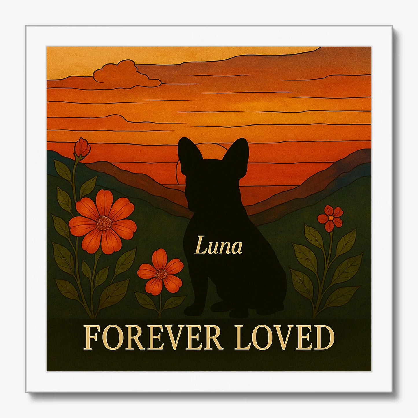 Personalized Dog Memorial Sunset Art