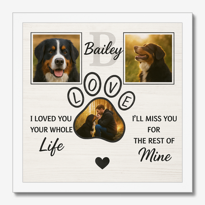 Personalized Dog Memorial Gift – Custom Photo Canvas & Framed Poster