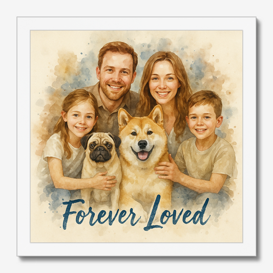 Custom Watercolor Pet Memorial Portrait – Forever Loved Canvas & Poster