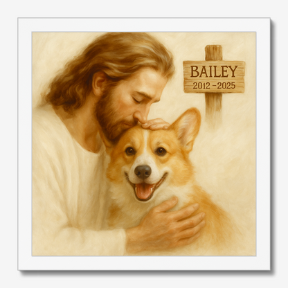 Jesus Hugging Dog Memorial – Personalized Pet Loss Canvas Gift