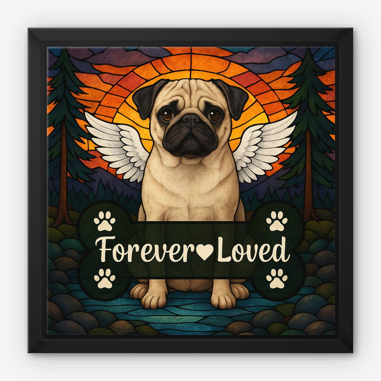 Pet Memorial Wall Art – “Forever Loved” Poster, Framed Poster & Canvas