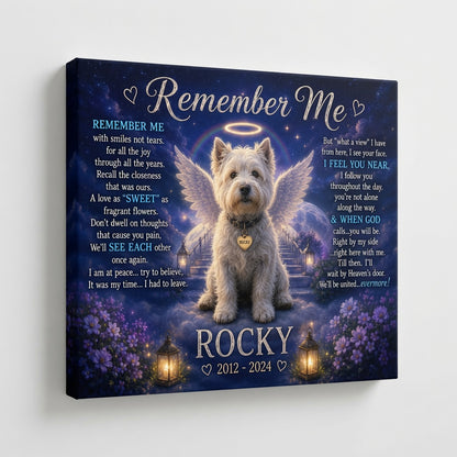 Personalized Dog Memorial Canvas – Remember Me Pet Loss Gift With Name and Years