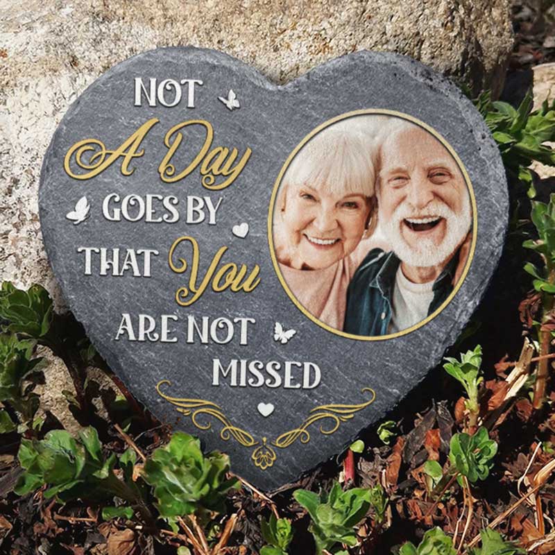 Custom Photo Not A Day Goes By That You Are Not Missed - Memorial Personalized Custom Memorial Stone - Sympathy Gift, Gift For Family Members