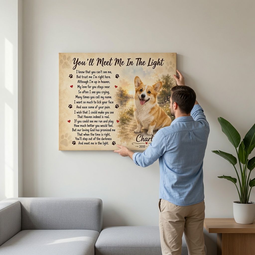 Dog Memorial Gift canvas with memorial poem, custom dog photo, and personalized name by PersonalizedFury.