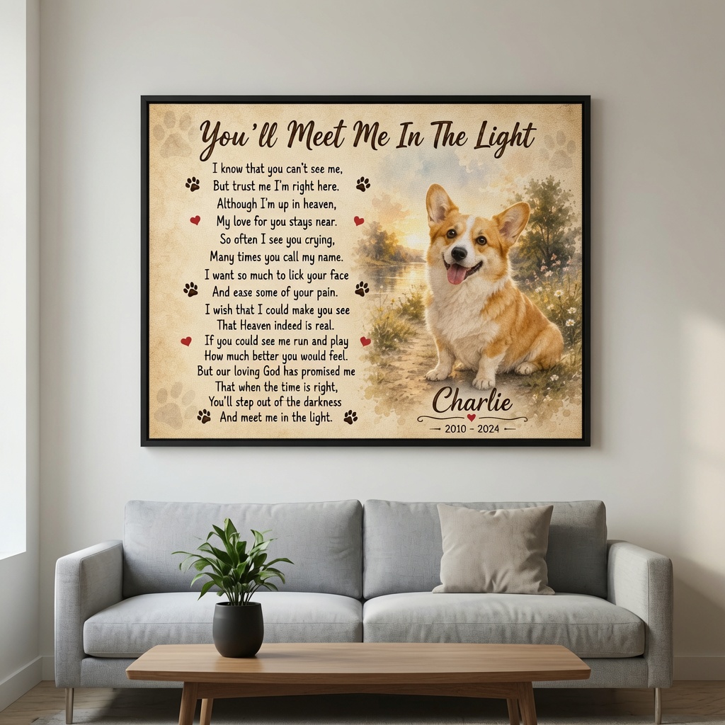 Custom Dog Memorial Gift watercolor canvas featuring a personalized dog portrait by PersonalizedFury.