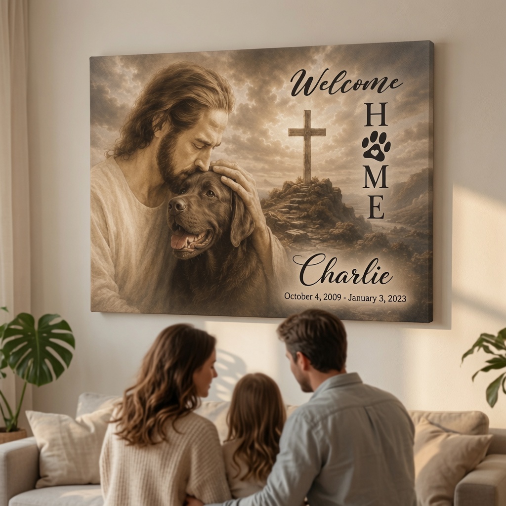 Dog remembrance canvas photo personalized with pet name by PersonalizedFury.