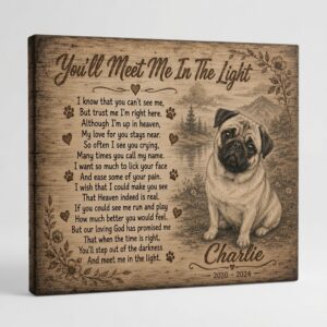 Engraved wood Dog Loss Gift canvas featuring the You'll Meet Me In The Light poem by PersonalizedFury.